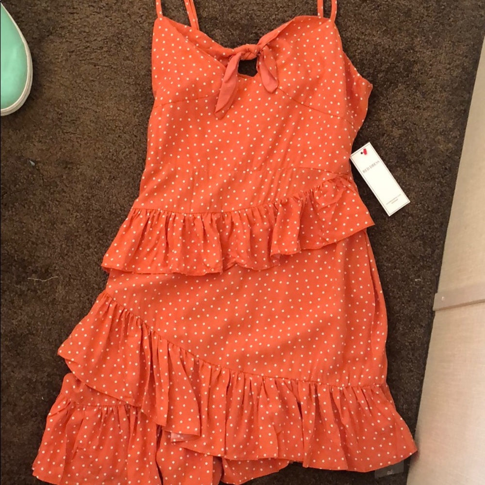 Don’t Say No Orange Polka Dot dress - Picture 2 of 2